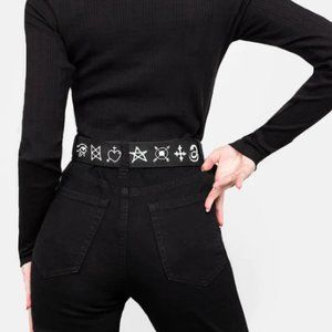 disturbia occult wicca symbol faux leather belt